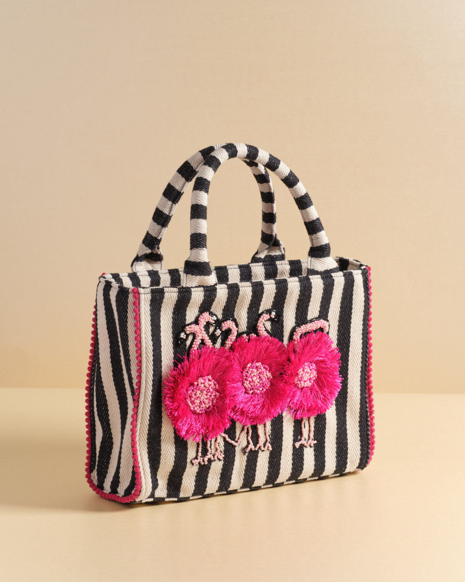 Beaded Tote (Flamingo Can Can)