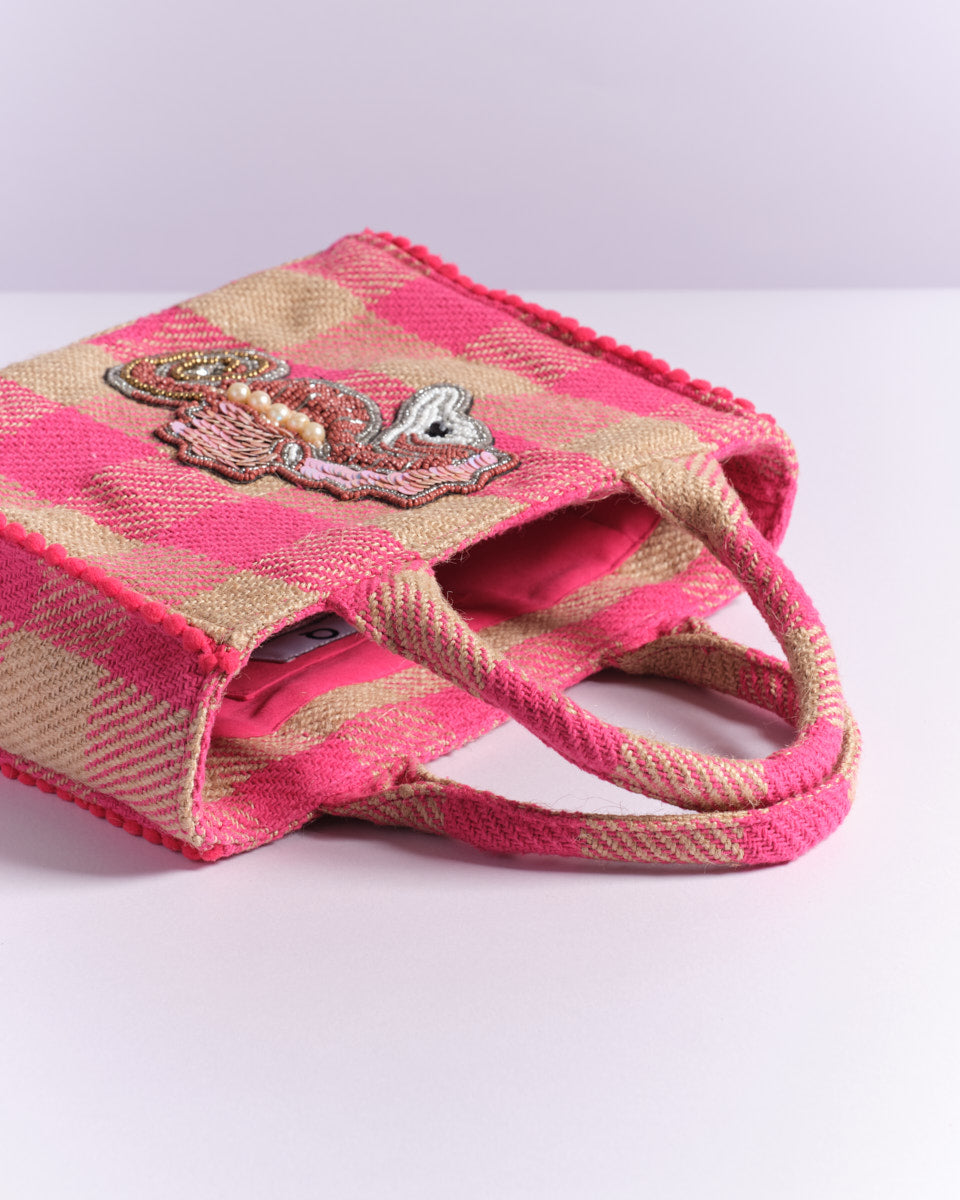 Beaded Tote (Pink Seahorse)