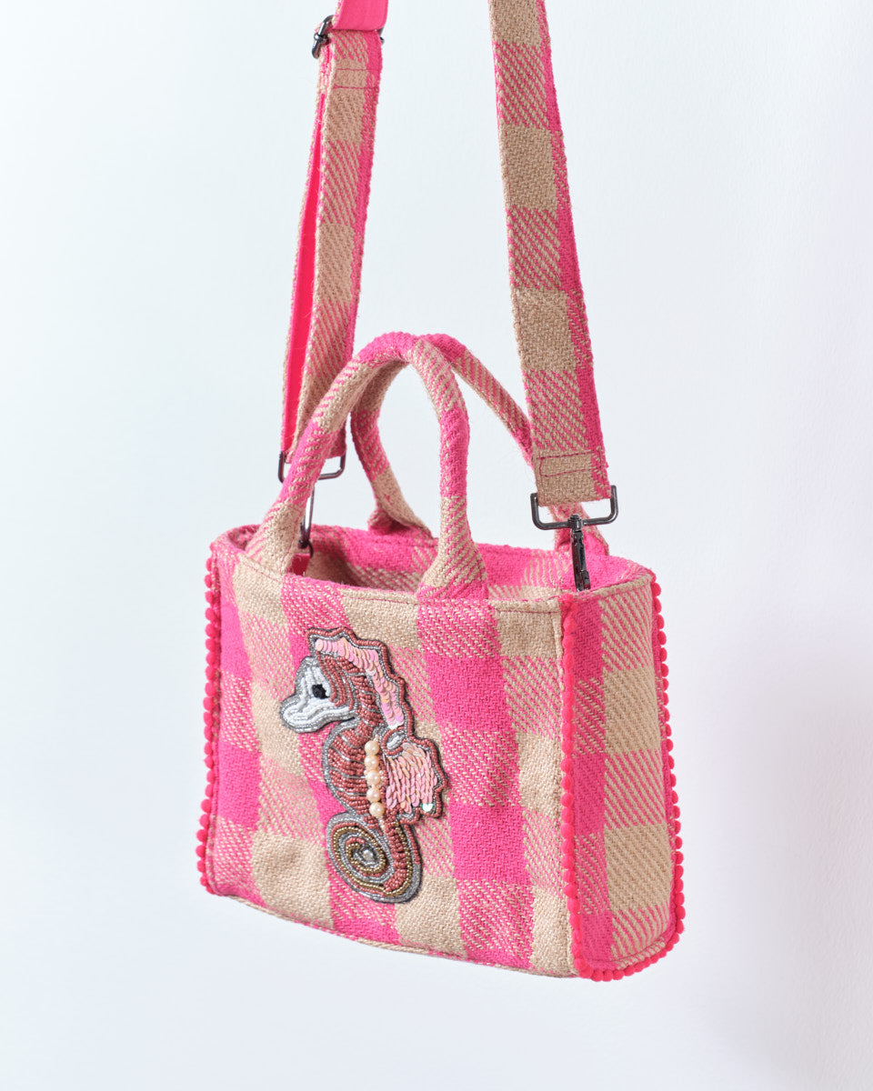 Beaded Tote (Pink Seahorse)