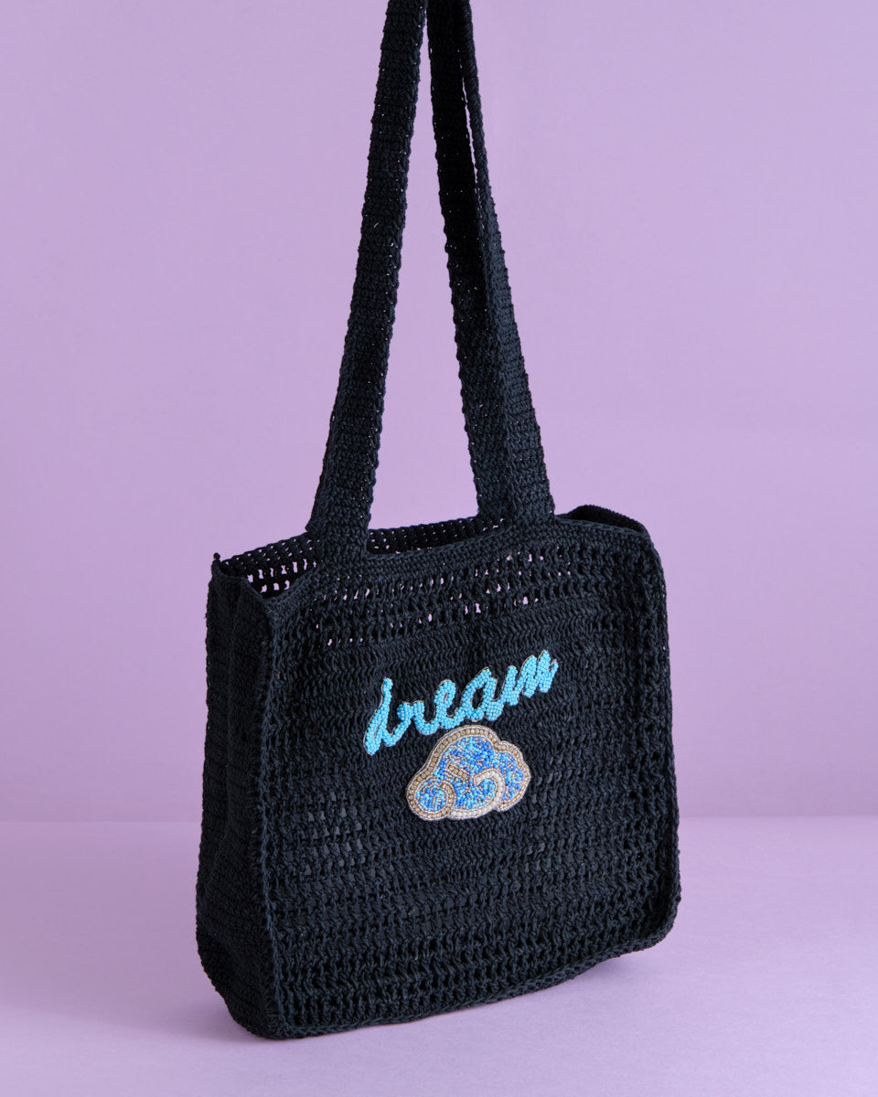Cotton Crochet Bag (Dream on Black)