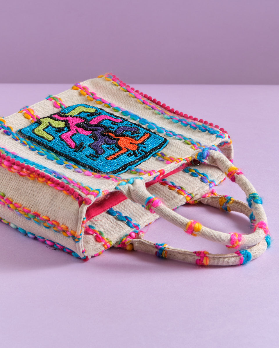 Beaded Tote (Dancing Men)