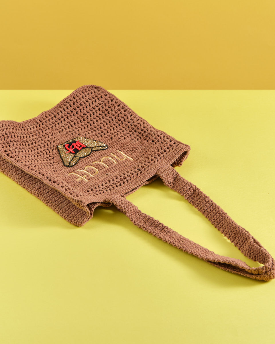 Cotton Crochet Bag (Huat on Natural Brown)