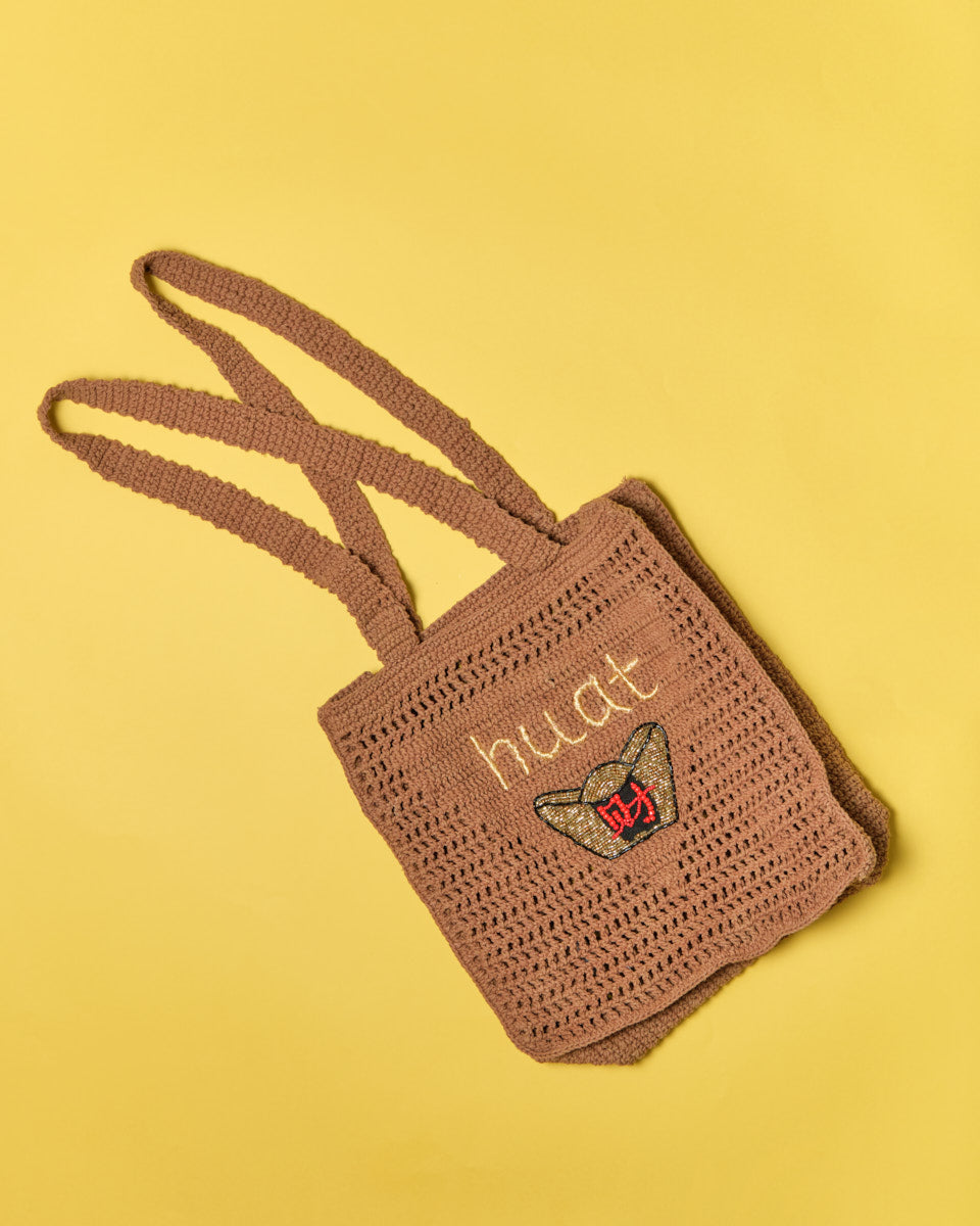 Cotton Crochet Bag (Huat on Natural Brown)