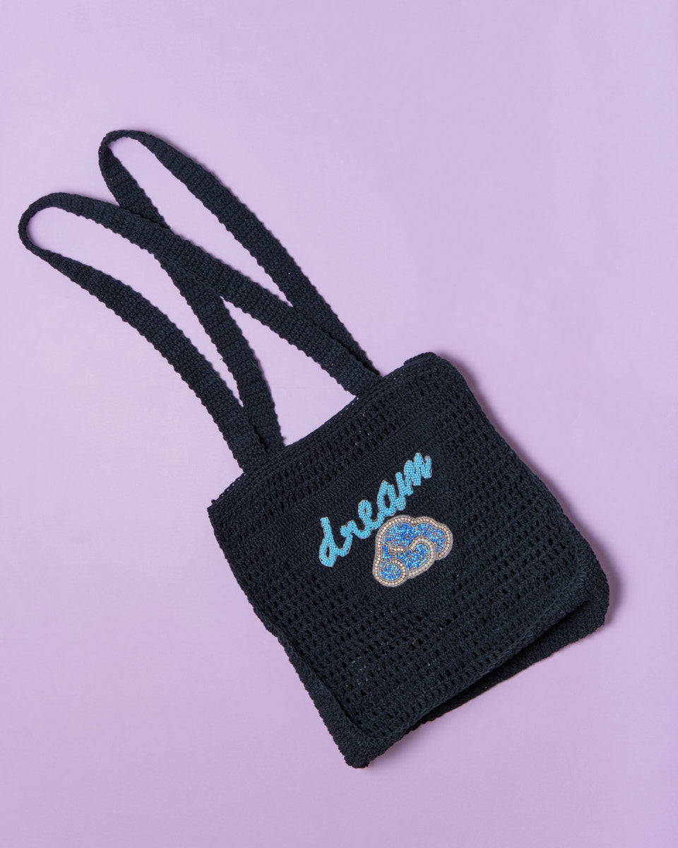 Cotton Crochet Bag (Dream on Black)