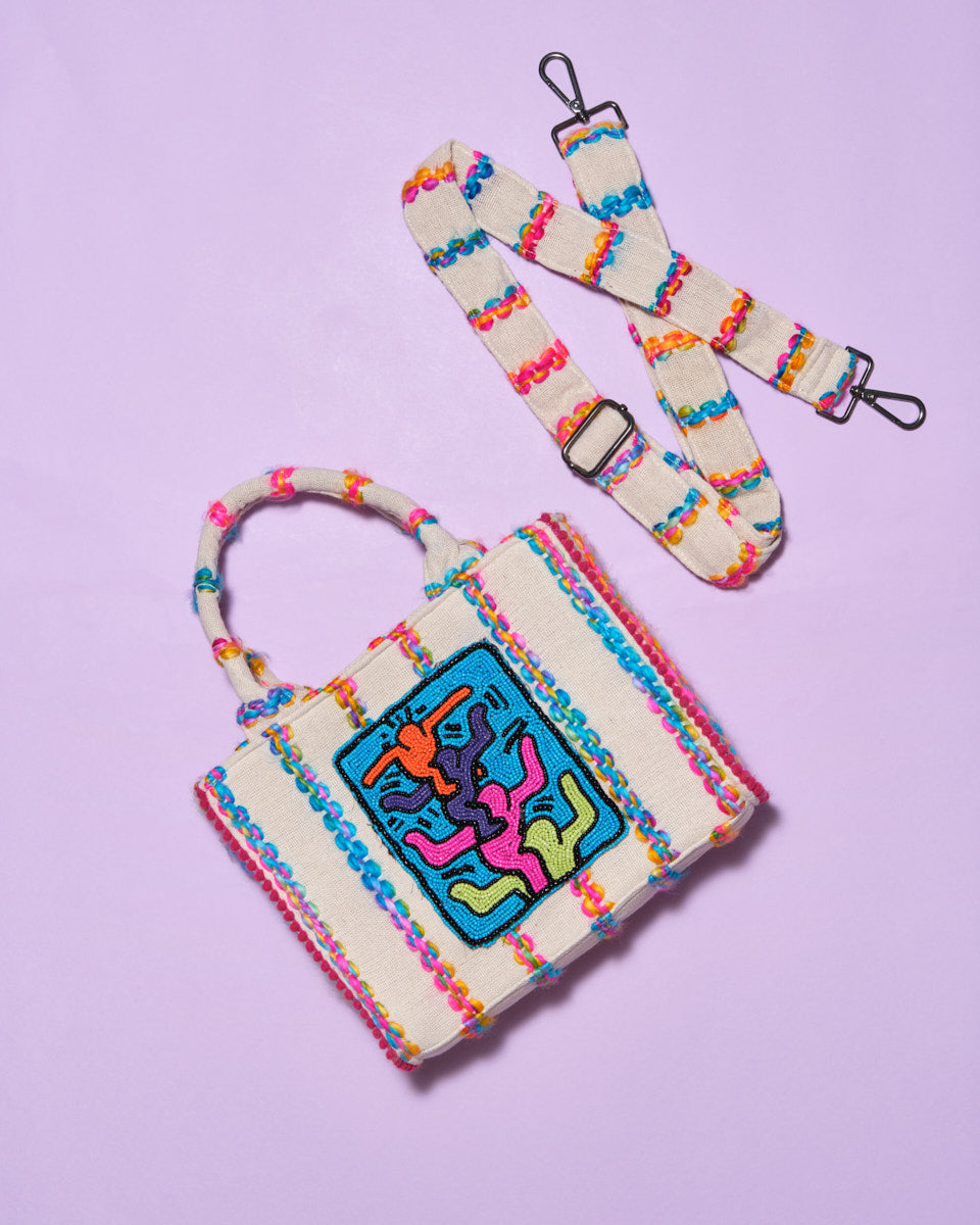 Beaded Tote (Dancing Men)