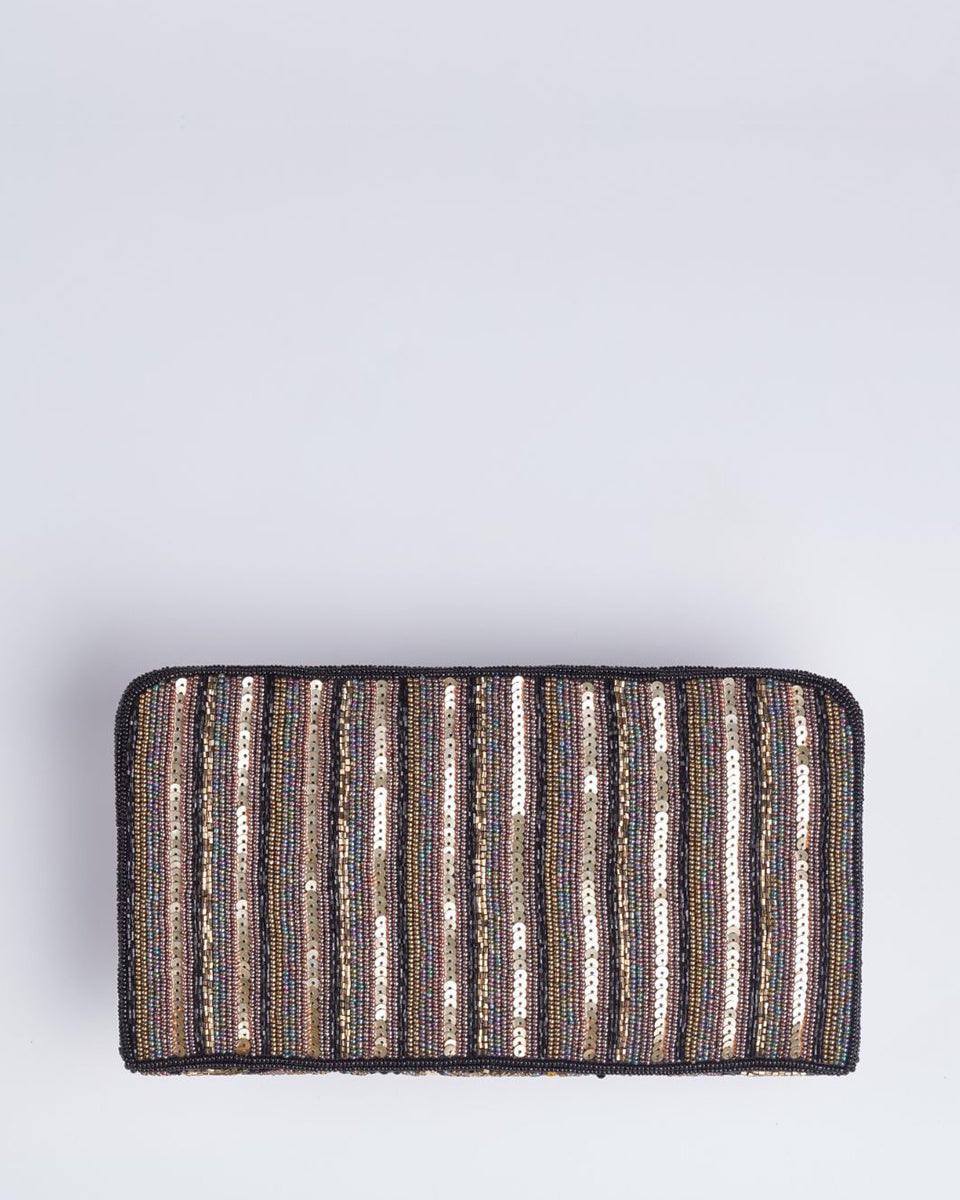 Handbeaded Clutch (Art Deco Black+Gold)