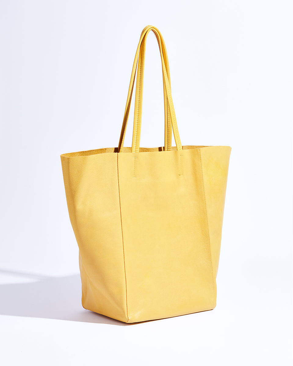 Yellow leather tote handbag Outlet