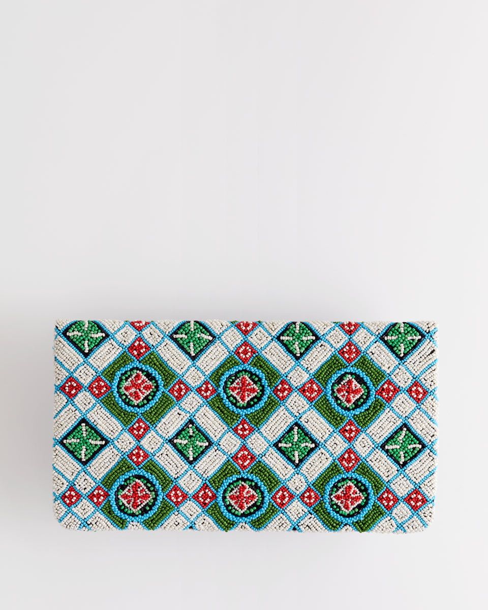 Handbeaded Clutch (Peranakan Wall in Red, Green & Blue)