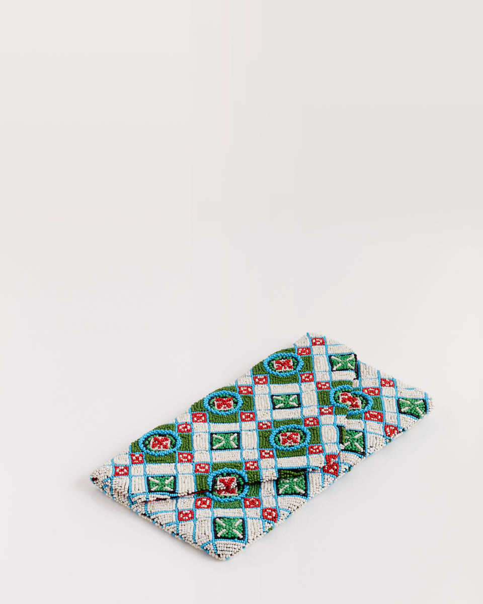 Handbeaded Clutch (Peranakan Wall in Red, Green & Blue)