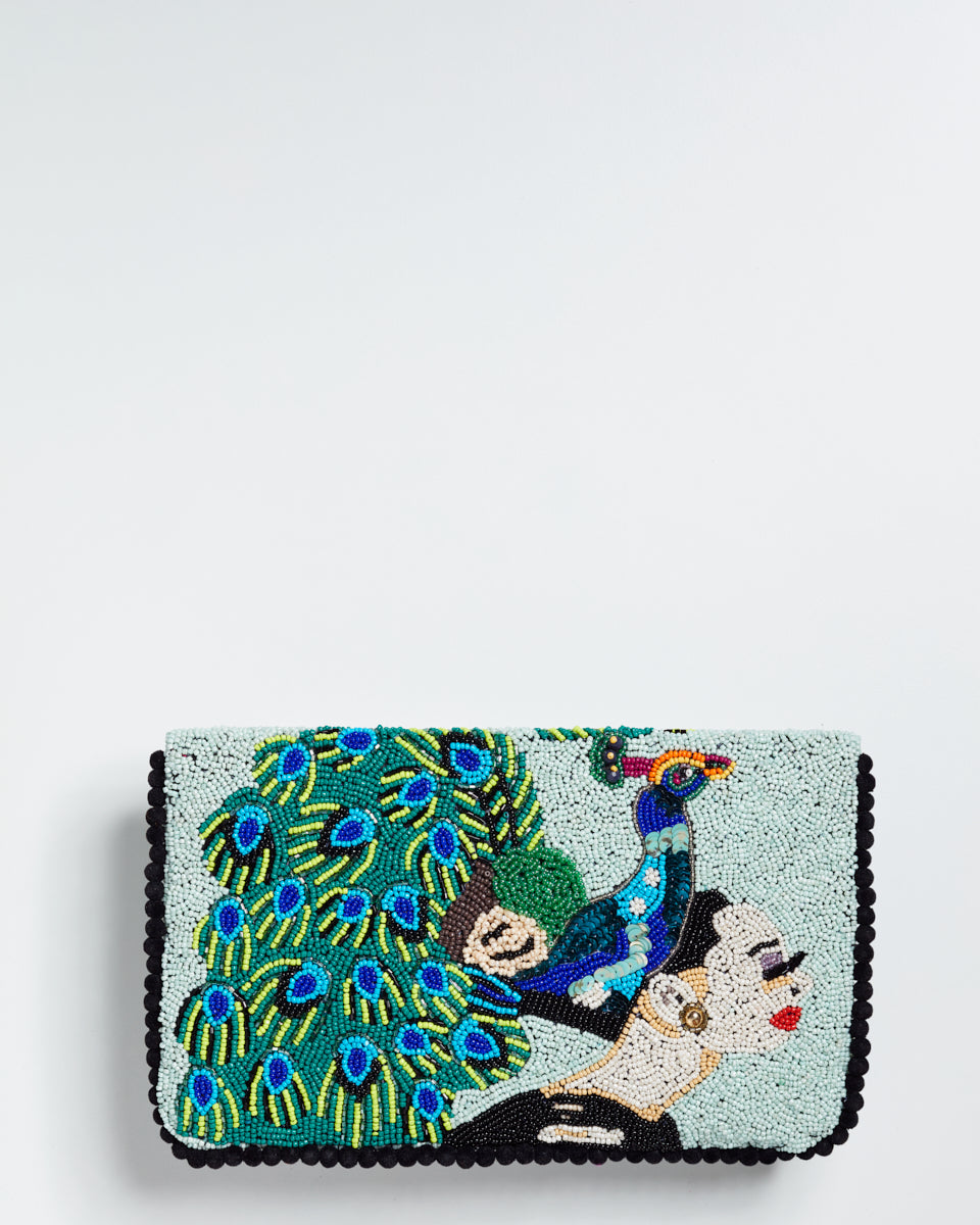 Handbeaded Clutch (Peacock Girl)