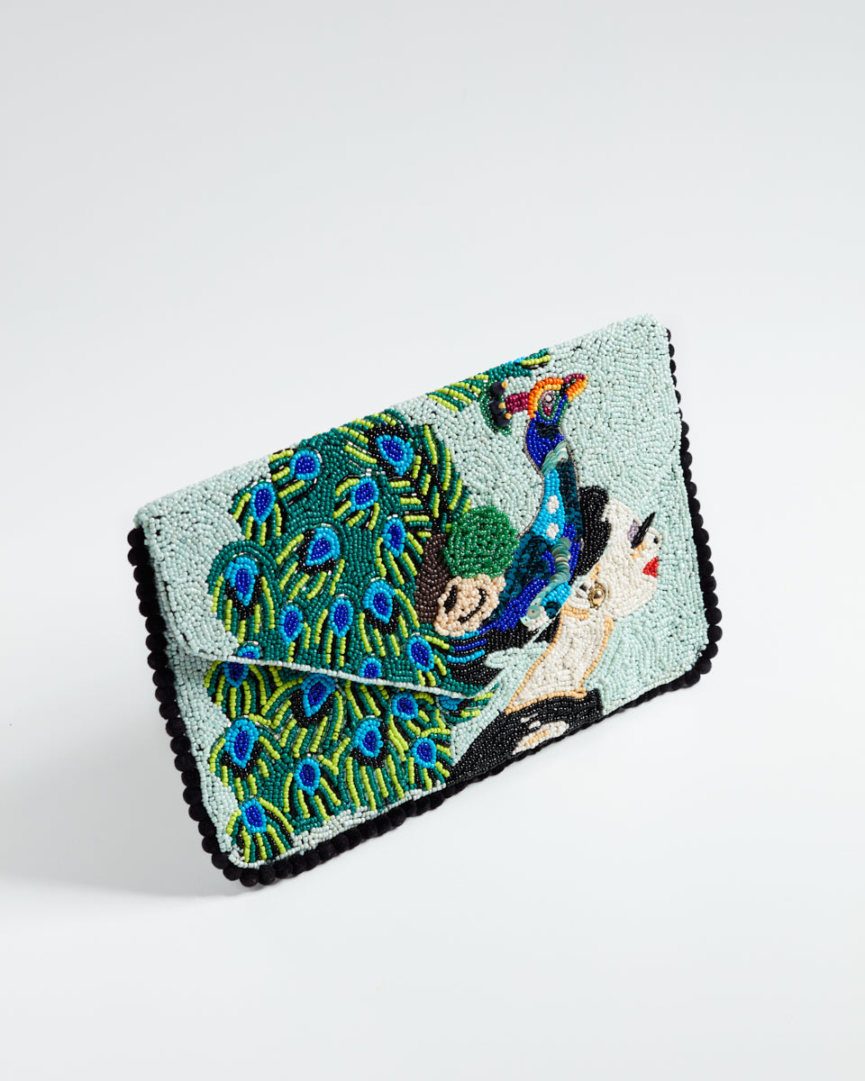 Handbeaded Clutch (Peacock Girl)