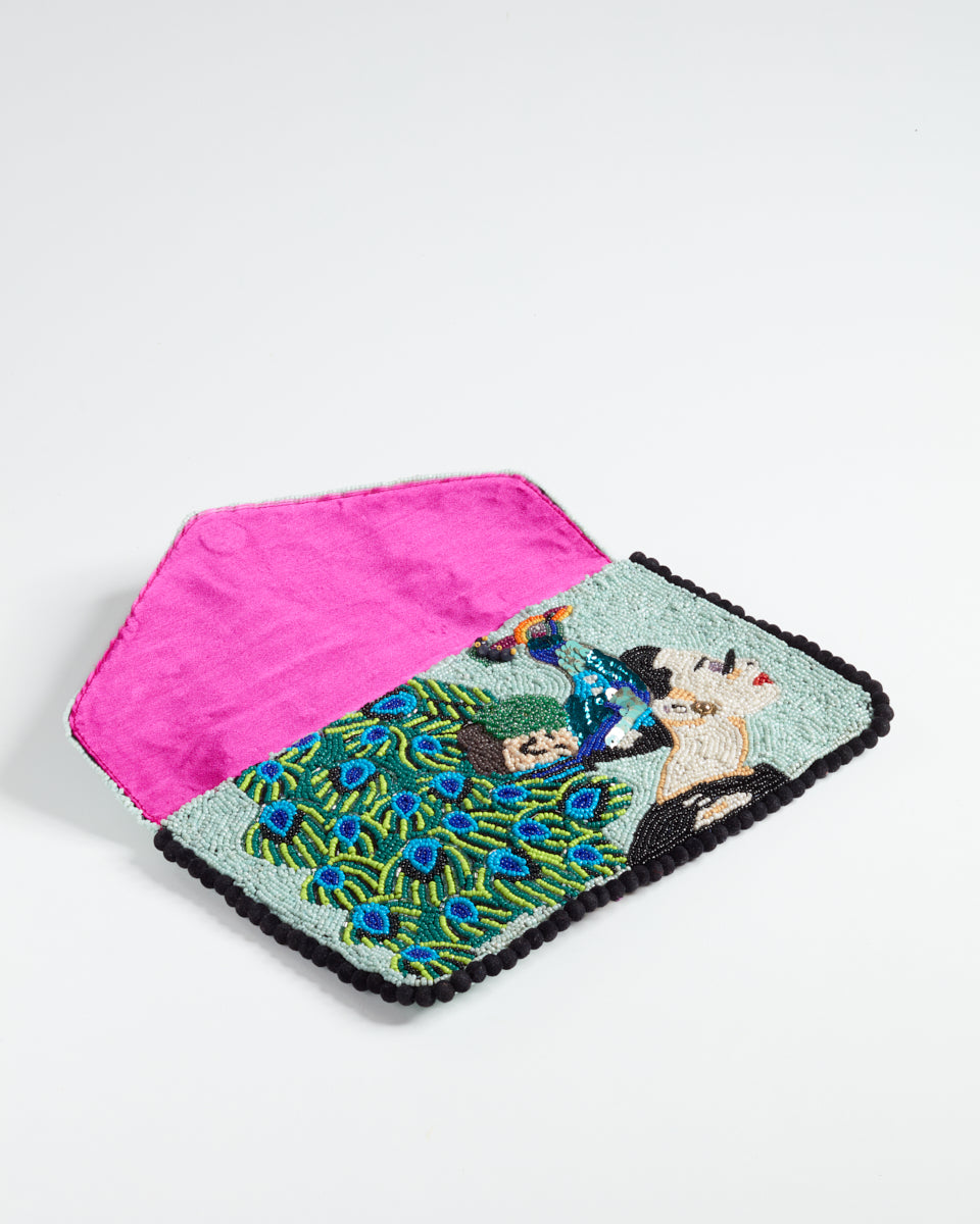 Handbeaded Clutch (Peacock Girl)